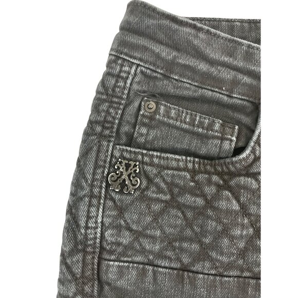 John John Made in Heaven‎ Womens Black Quilted Jeans Button Fly Ankle Zip 27 - Picture 2 of 10